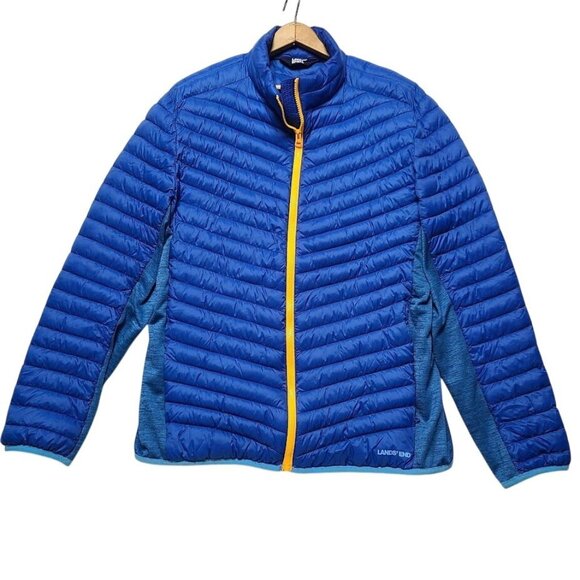 Lands' End Other - Lands End Primaloft Hybrid Blue Packable Puffer Yellow Zipper Mens Size L 42-44